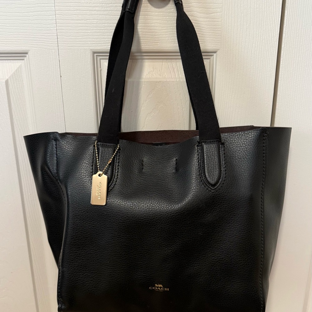 Coach Black Pebbled Leather Derby  Tote